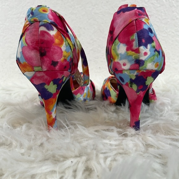 K9 By Rocket Dog Pumps Heel Size 8.5 Ankle Strap Buckle Pink Floral Jazzin Homer - Picture 4 of 14